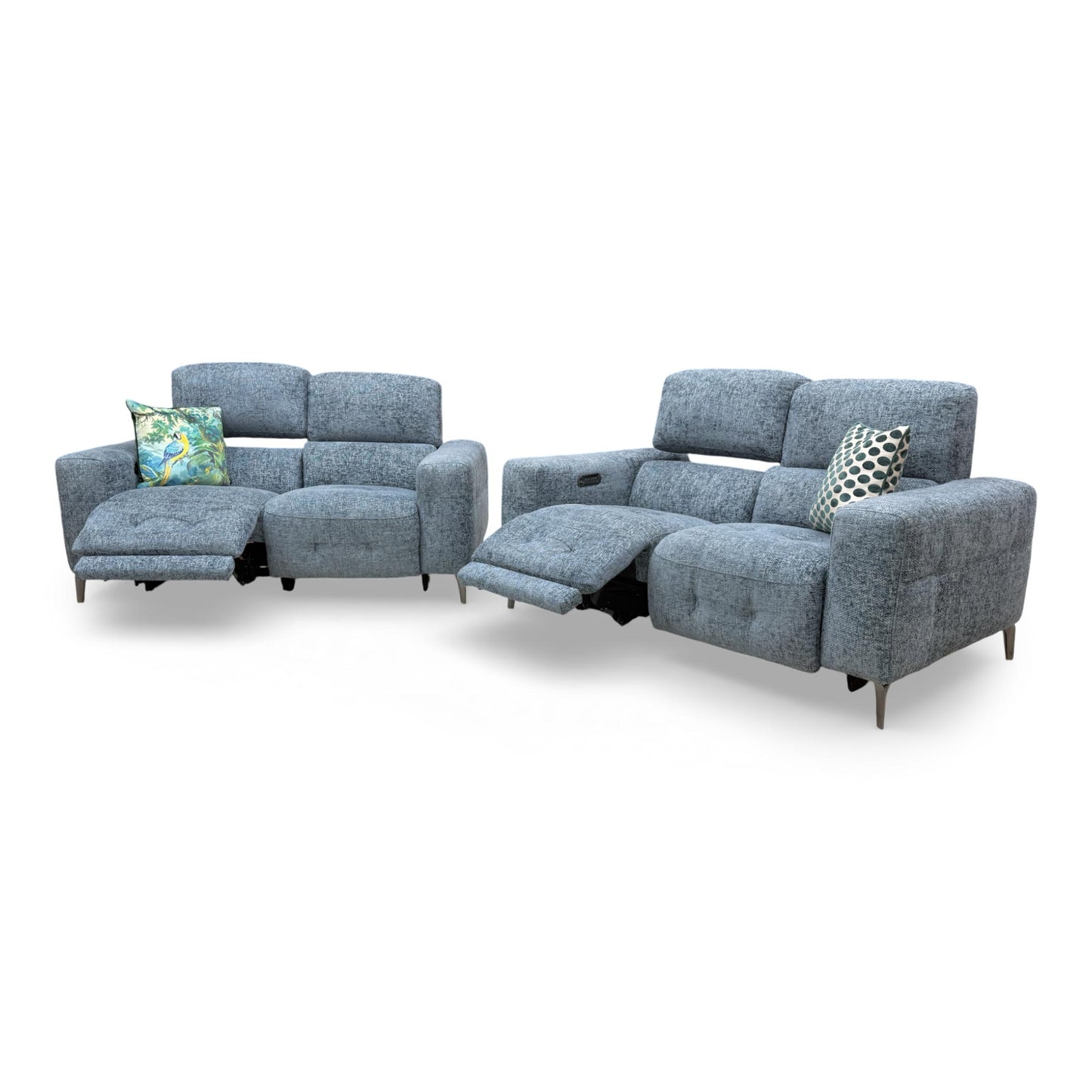 Side profile of the sofa set, illustrating the 99cm depth and modern silhouette.