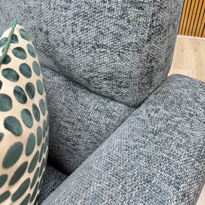 Close-up of the Silverish Blue Fab-Coe-R303 fabric, showcasing the fine weave and soft blue tones.