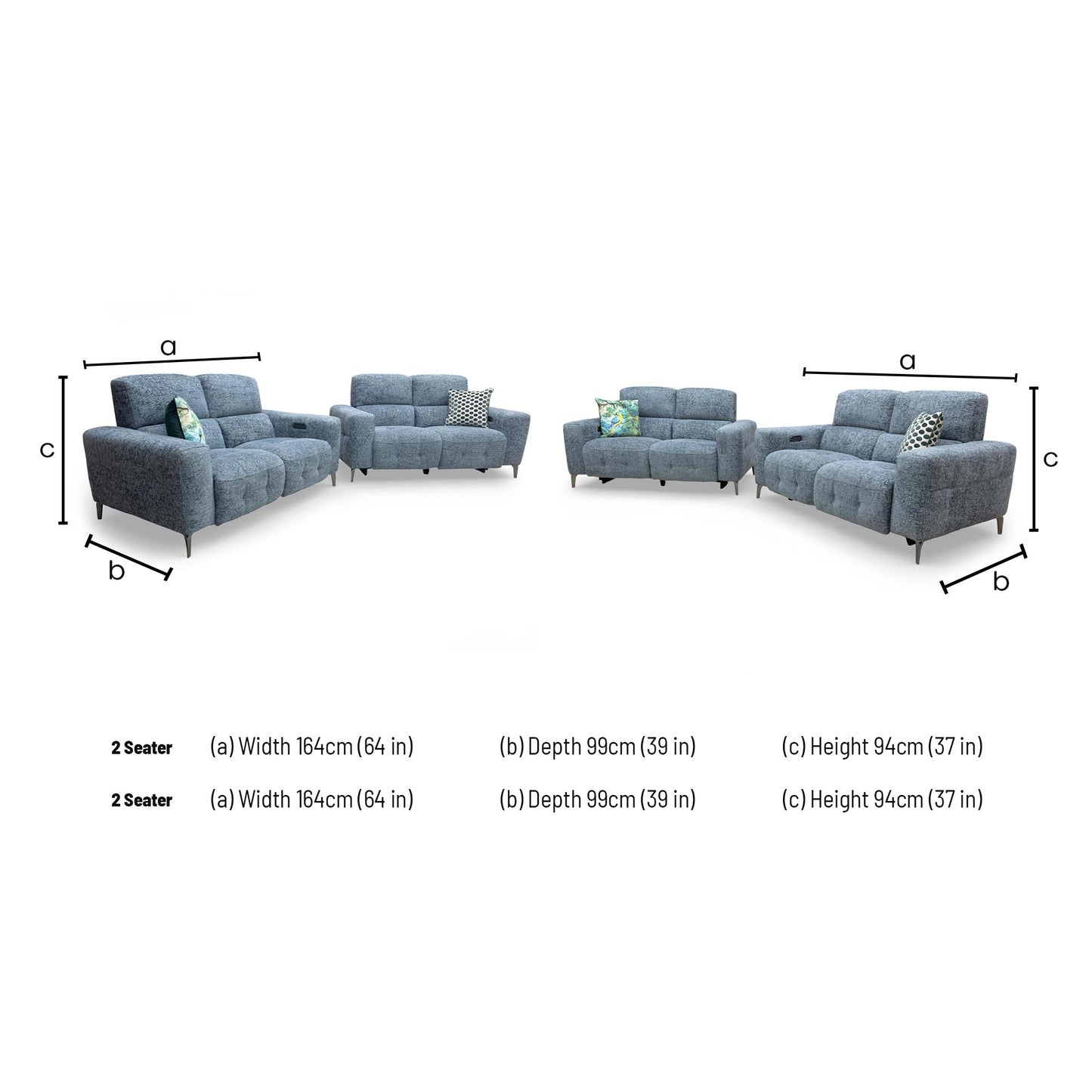 Dimensions for the New York 2 Seater Sofa