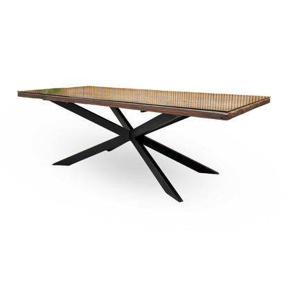 ‘Kiara’ Large Rectangular Wooden Dining Table with Black Legs