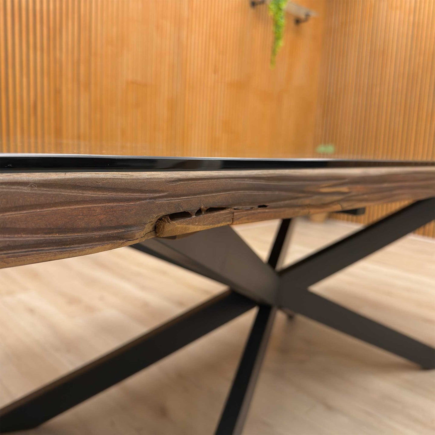 ‘Kiara’ Large Rectangular Wooden Dining Table with Black Legs