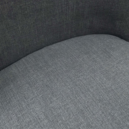 Close-up of the durable charcoal grey fabric upholstery on the Hamilton dining chair.