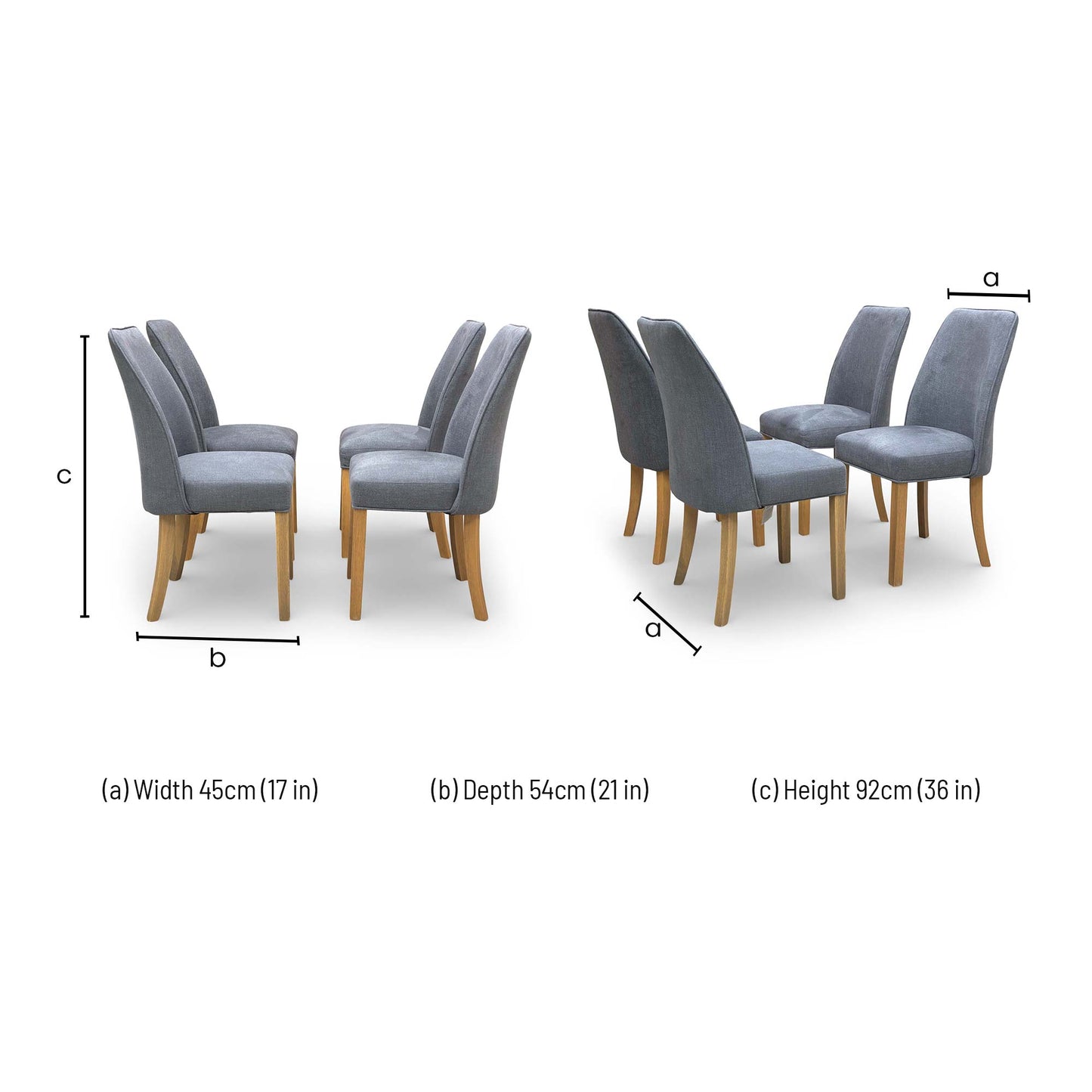 Dimension guide for the Hamilton chair showing 45cm width, 54cm depth, and 92cm height.