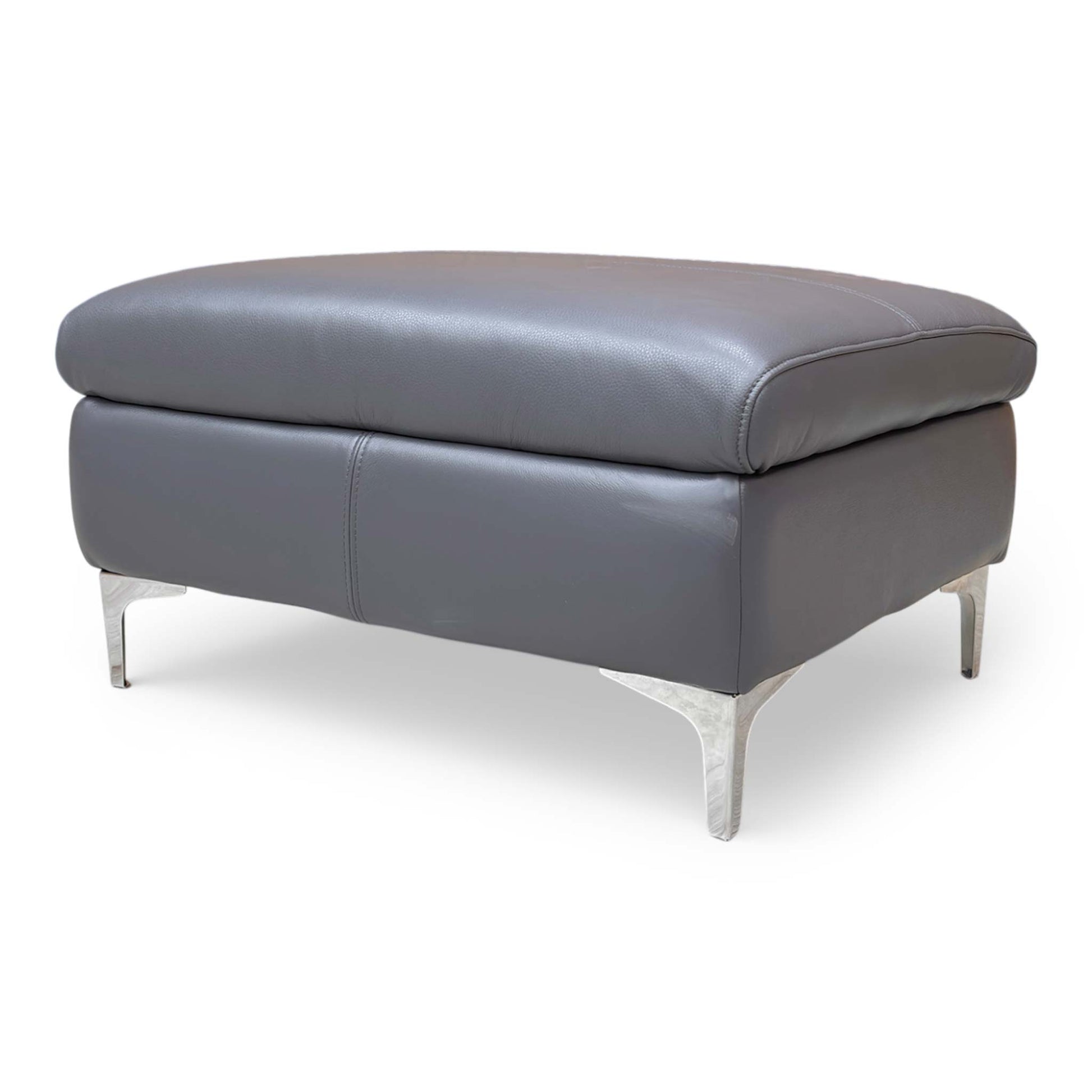 Side profile of the Vino footstool, emphasizing the contemporary low-profile aesthetic and clean, modern lines.