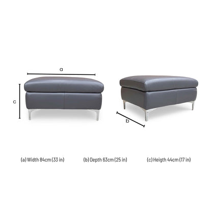 Dimensions for the ‘Vino’ Cat 60 18 Lavender Grey Leather Footstool.