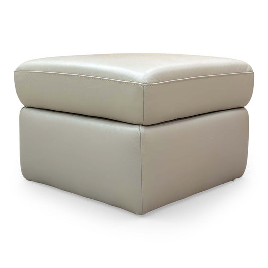 Top-down perspective of the Furniture Village 'Utah' Small Leather Storage Footstool in Sand LE-9303, featuring clean modern lines.