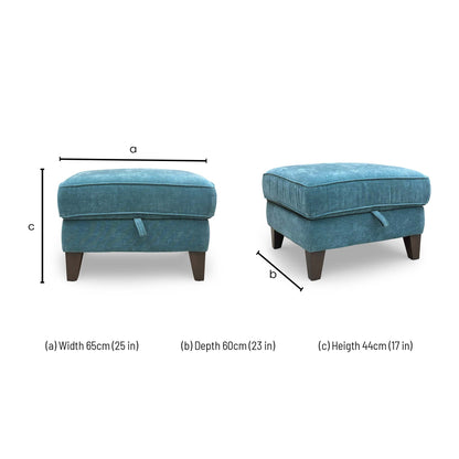 'Brondby' Fab-Can-R340 Peacock Fabric Storage Footstool