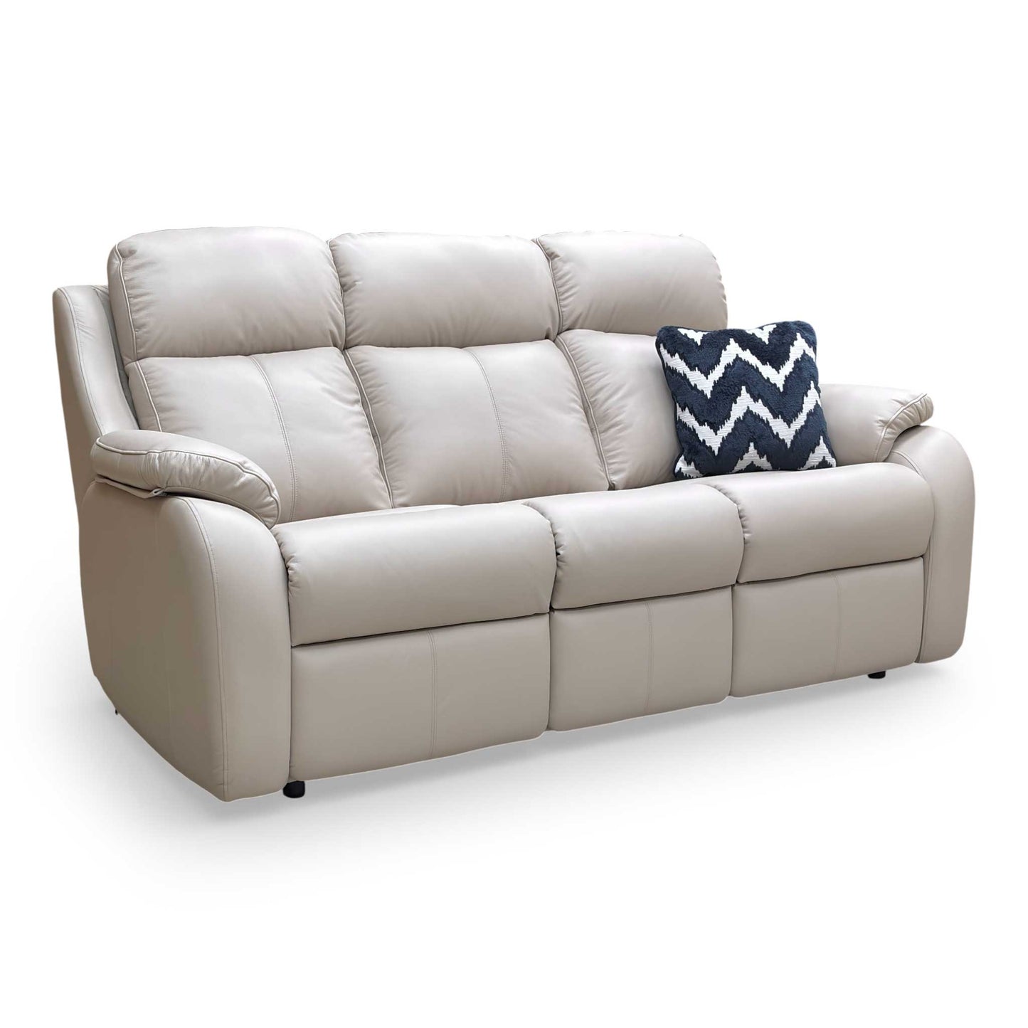 Front view of the G Plan ‘Kingsbury’ 3 Seater Sofa in Cambridge Plaster (L844) leather, featuring a high back and timeless contemporary silhouette.