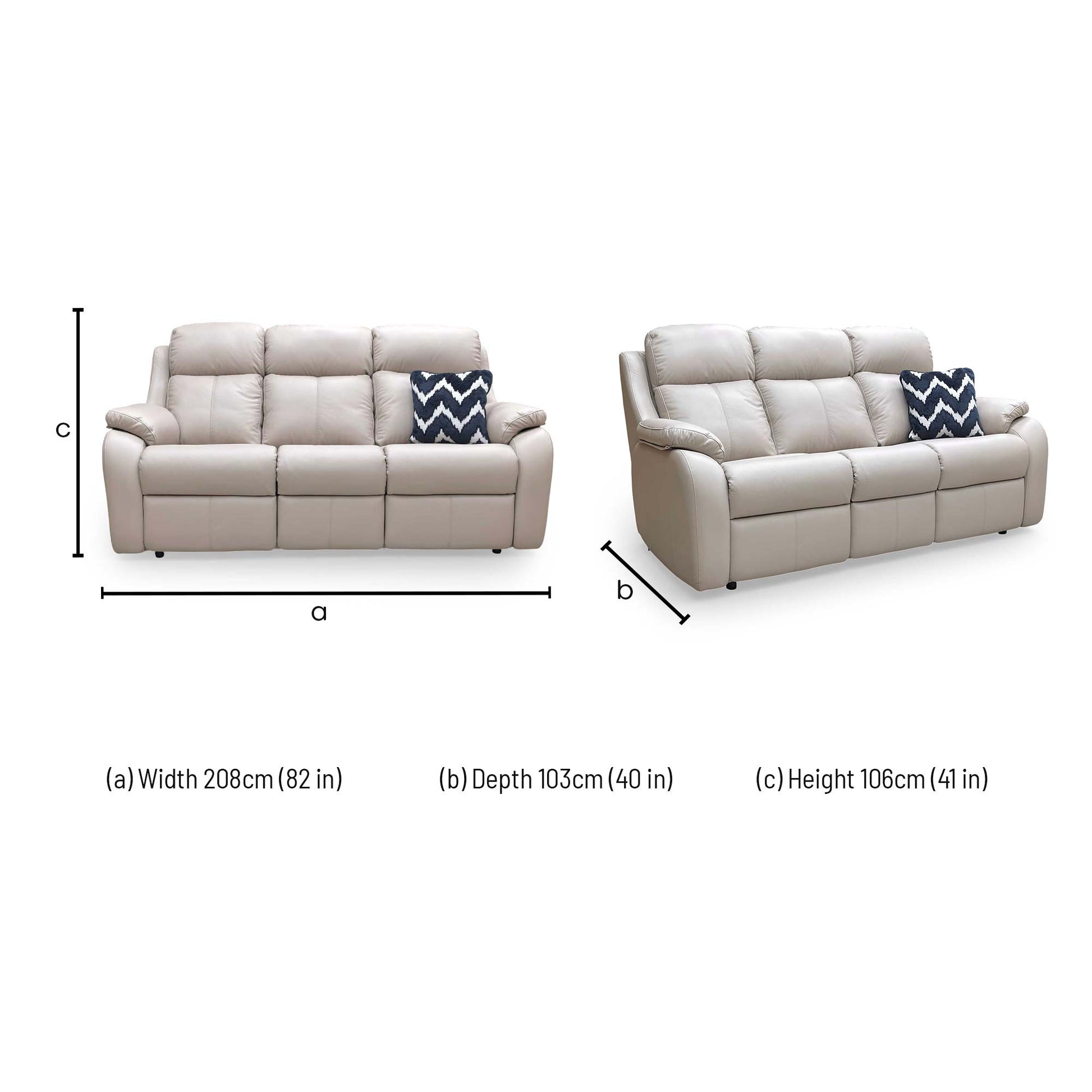 Dimensions for the G Plan ‘Kingsbury’ Cambridge Plaster Leather 3 Seater Sofa