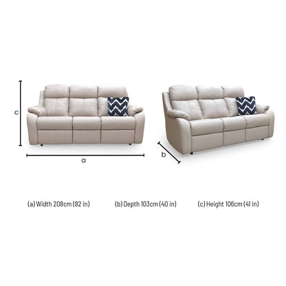 Dimensions for the G Plan ‘Kingsbury’ Cambridge Plaster Leather 3 Seater Sofa