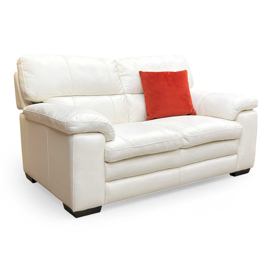 World of Leather ‘Cozee’ Bv-744d Star White Leather 2 Seater Sofa
