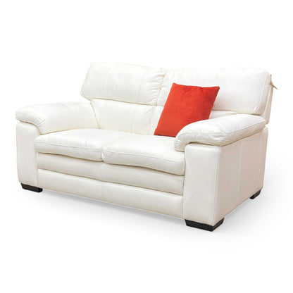 World of Leather ‘Cozee’ Bv-744d Star White Leather 2 Seater Sofa