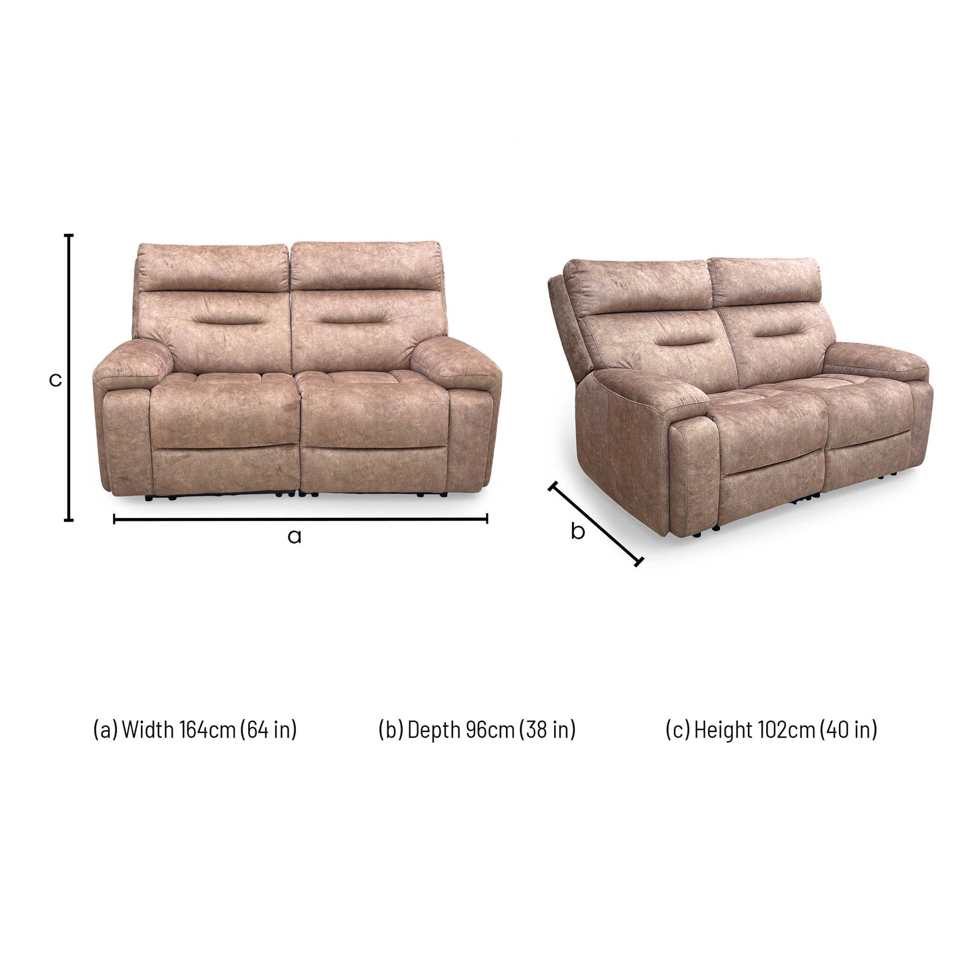 Dimension Image Alt Text Dimensions for the Cinemax Marble Classic Brown Dapple Velvet 2-Seater Sofa