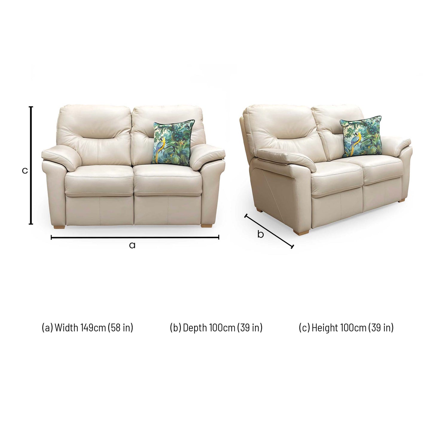 G Plan ‘Seattle’ L843 Cambridge Stone Leather 2 Seater Sofa with Wooden Feet