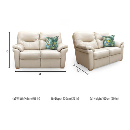 G Plan ‘Seattle’ L843 Cambridge Stone Leather 2 Seater Sofa with Wooden Feet