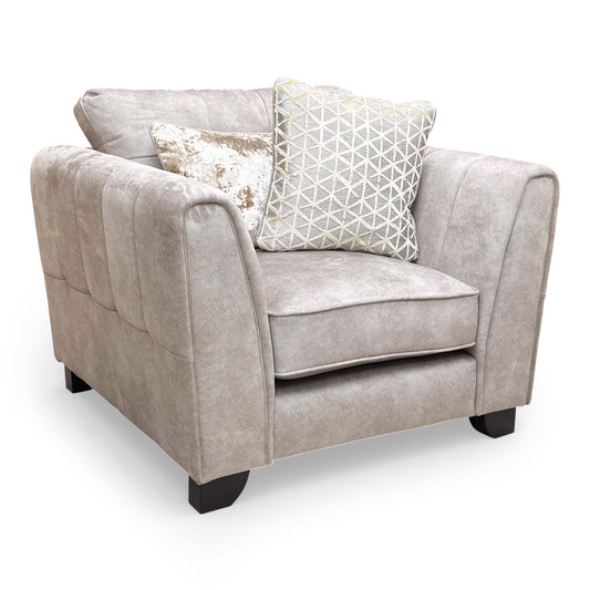 ‘Mariah’ Dapple Velvet Cream-Tri No Insert Velvet Classic Back Armchair