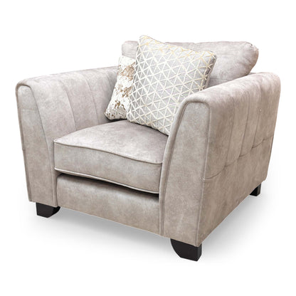 ‘Mariah’ Dapple Velvet Cream-Tri No Insert Velvet Classic Back Armchair