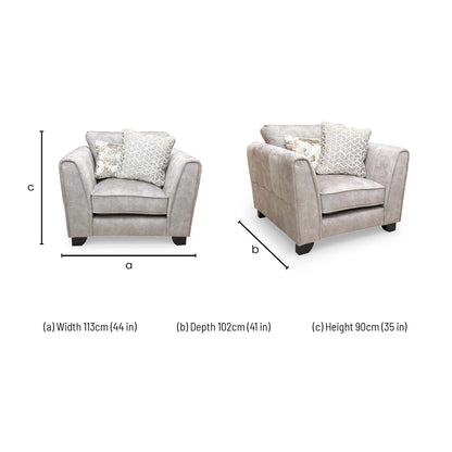 ‘Mariah’ Dapple Velvet Cream-Tri No Insert Velvet Classic Back Armchair