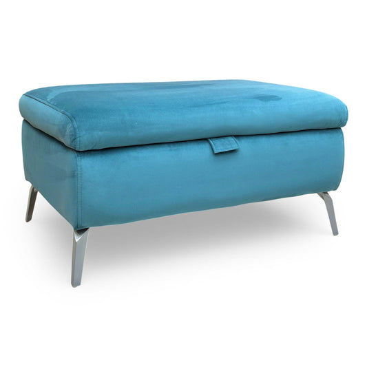 ‘Daytona’ 51003 Opulence Teal Velvet Storage Footstool