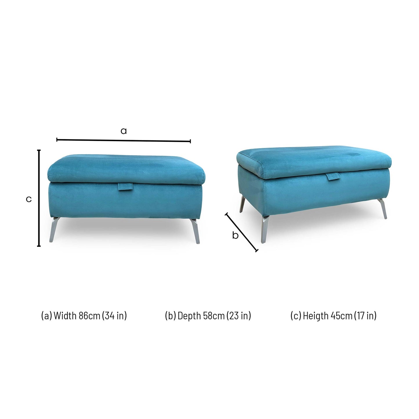 ‘Daytona’ 51003 Opulence Teal Velvet Storage Footstool