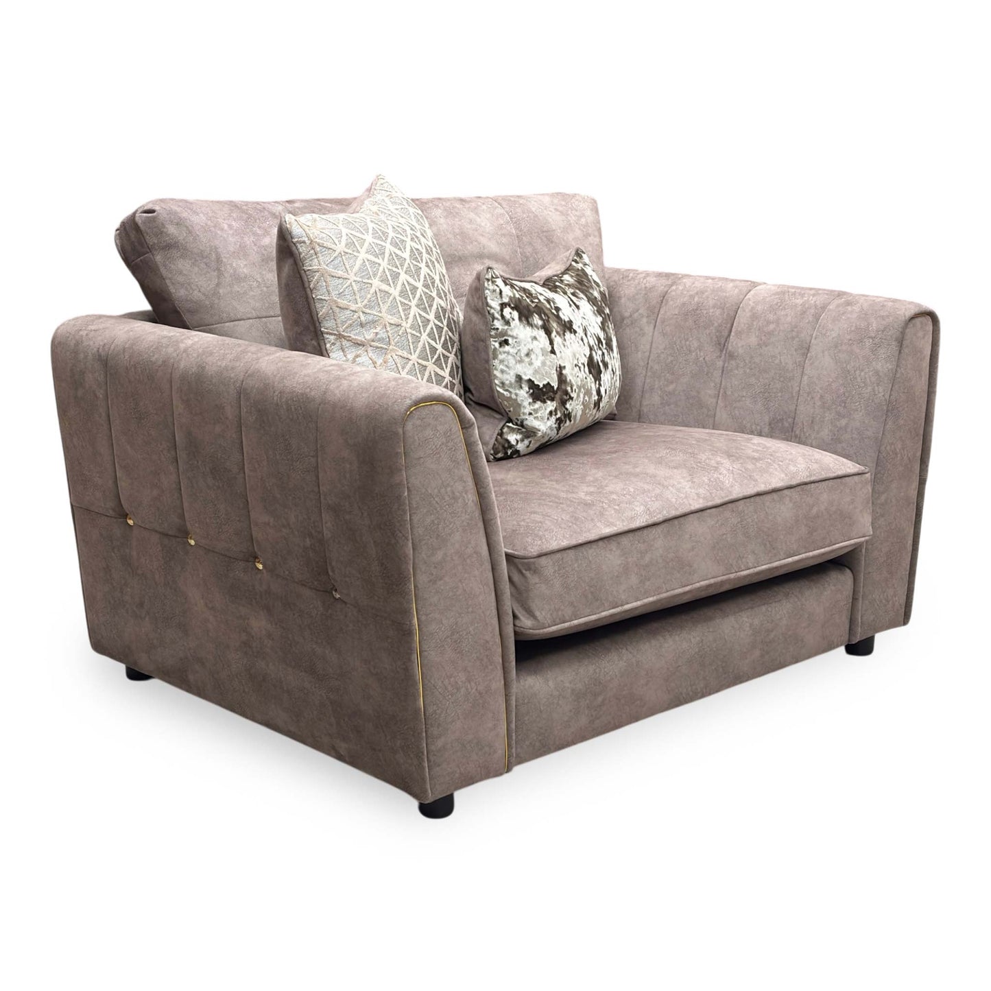 'Mariah' Dapple Velvet Chocolate-Tri Brass Insert Velvet Pillow Back Snuggler Chair (Ariana)