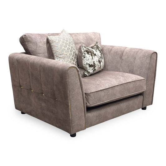 'Mariah' Dapple Velvet Chocolate-Tri Brass Insert Velvet Pillow Back Snuggler Chair (Ariana)