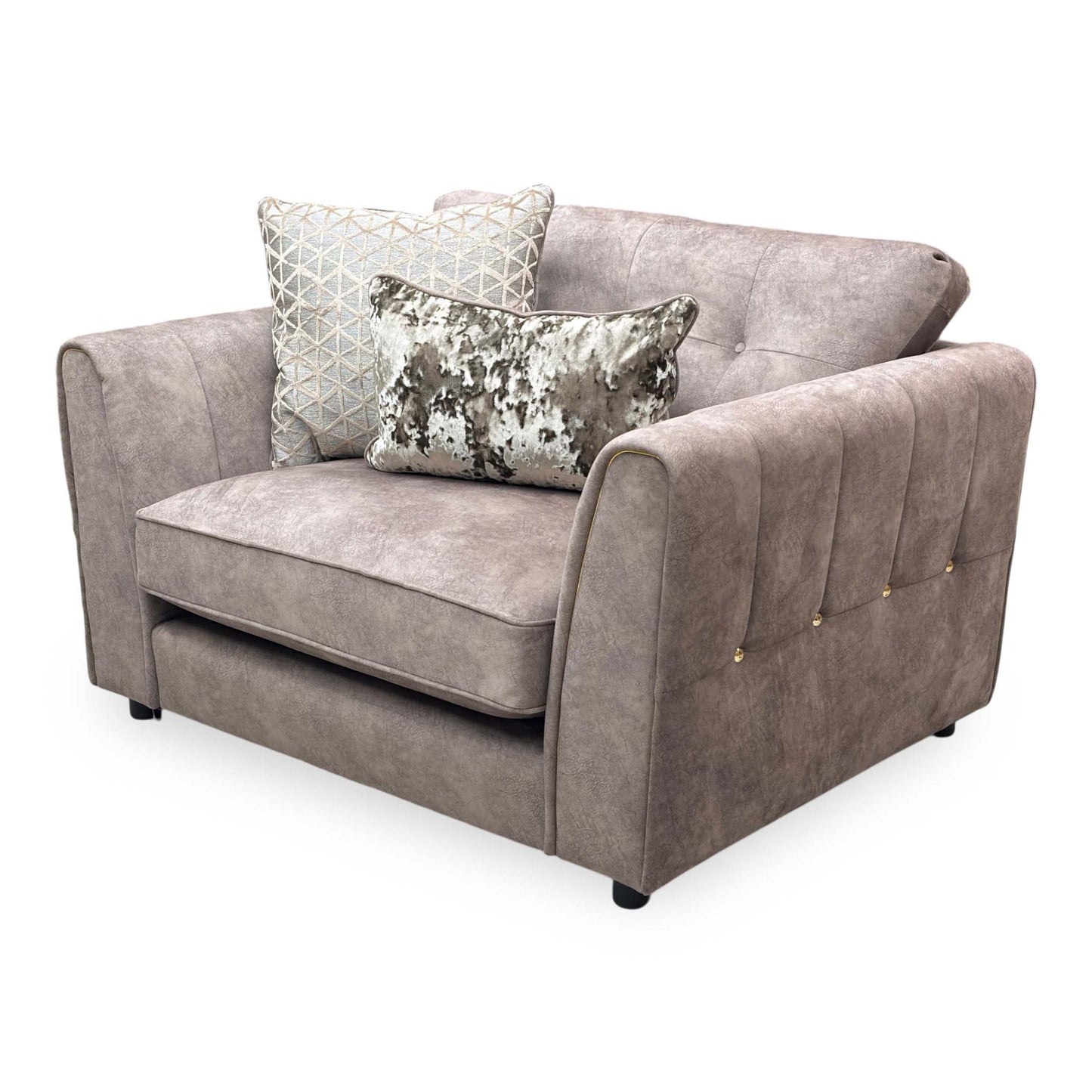 'Mariah' Dapple Velvet Chocolate-Tri Brass Insert Velvet Pillow Back Snuggler Chair (Ariana)