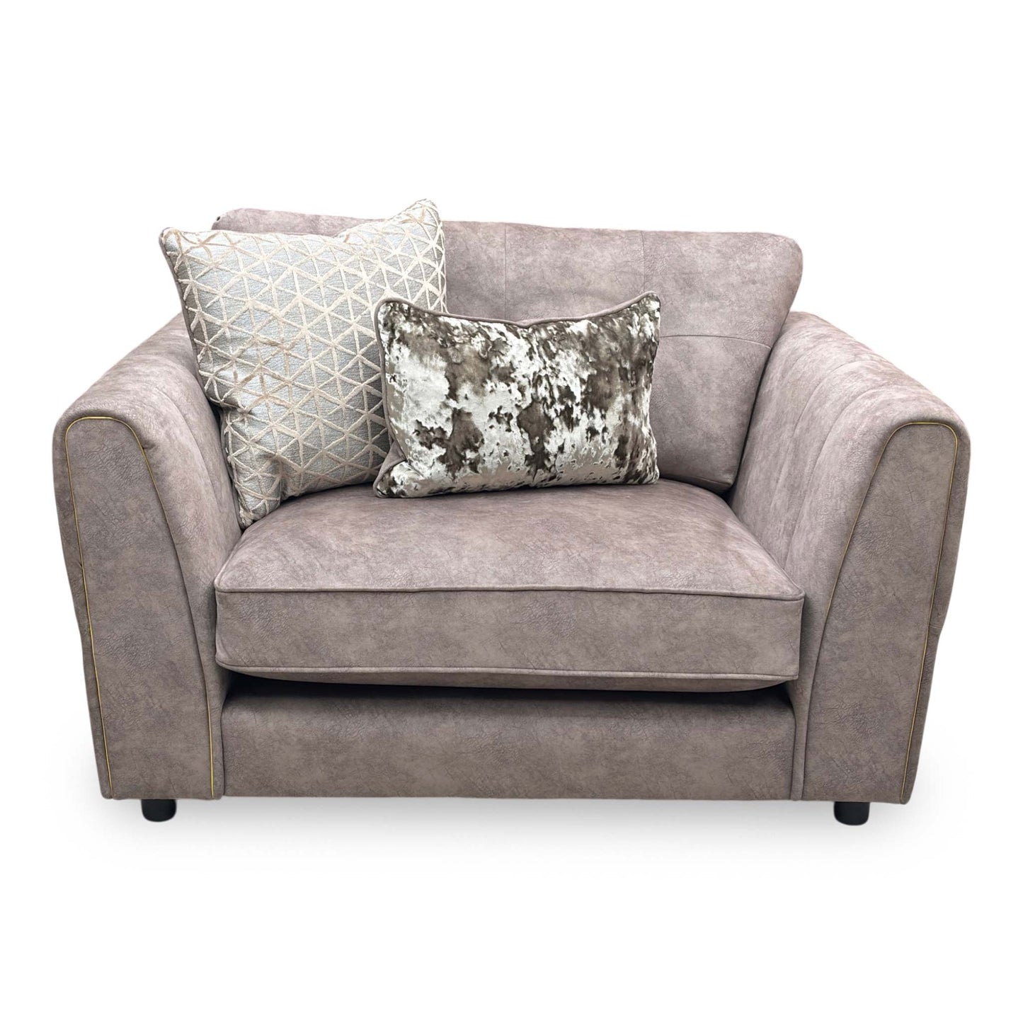 'Mariah' Dapple Velvet Chocolate-Tri Brass Insert Velvet Pillow Back Snuggler Chair (Ariana)
