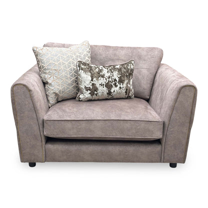 'Mariah' Dapple Velvet Chocolate-Tri Brass Insert Velvet Pillow Back Snuggler Chair (Ariana)