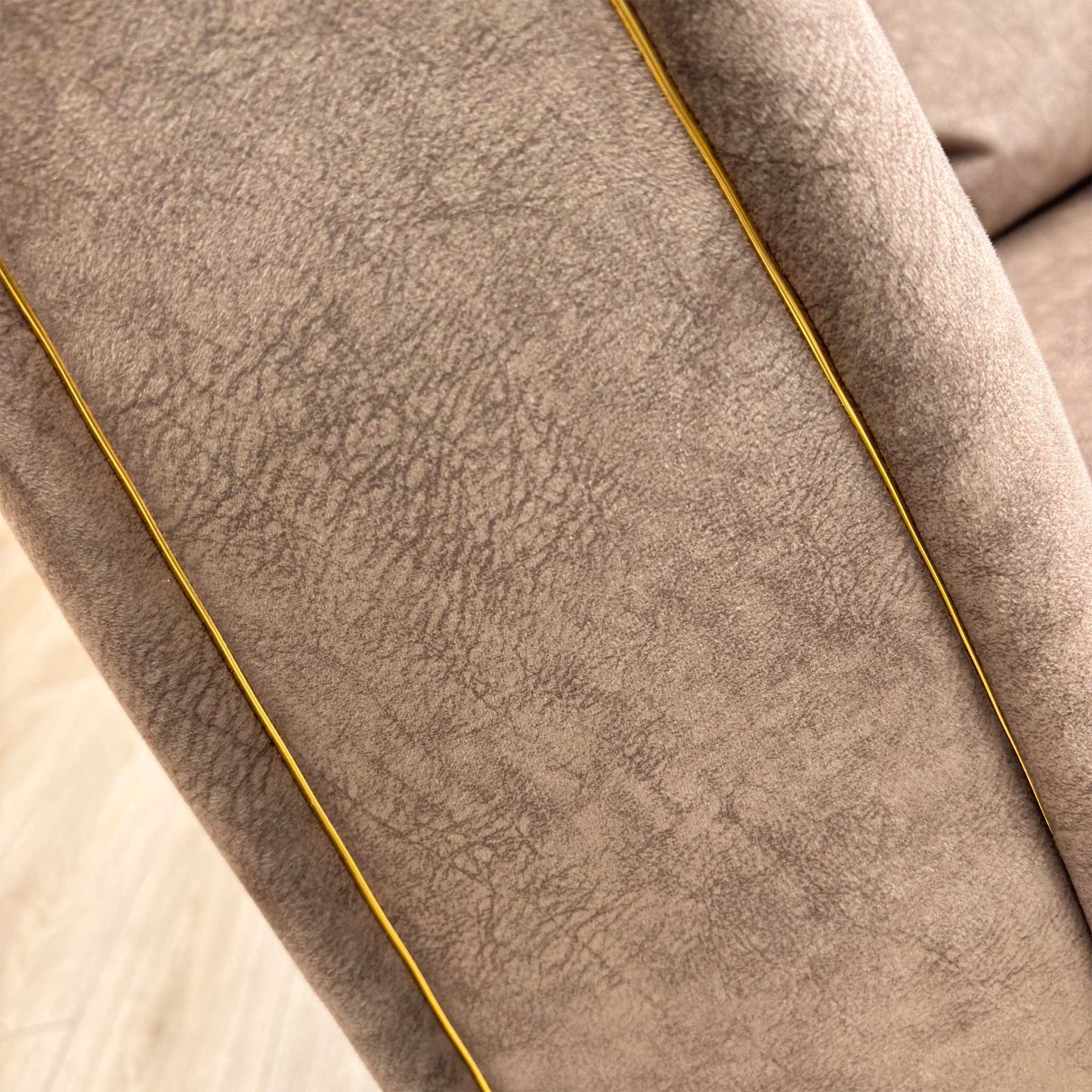 'Mariah' Dapple Velvet Chocolate-Tri Brass Insert Velvet Pillow Back 4 Seater Split Frame Sofa