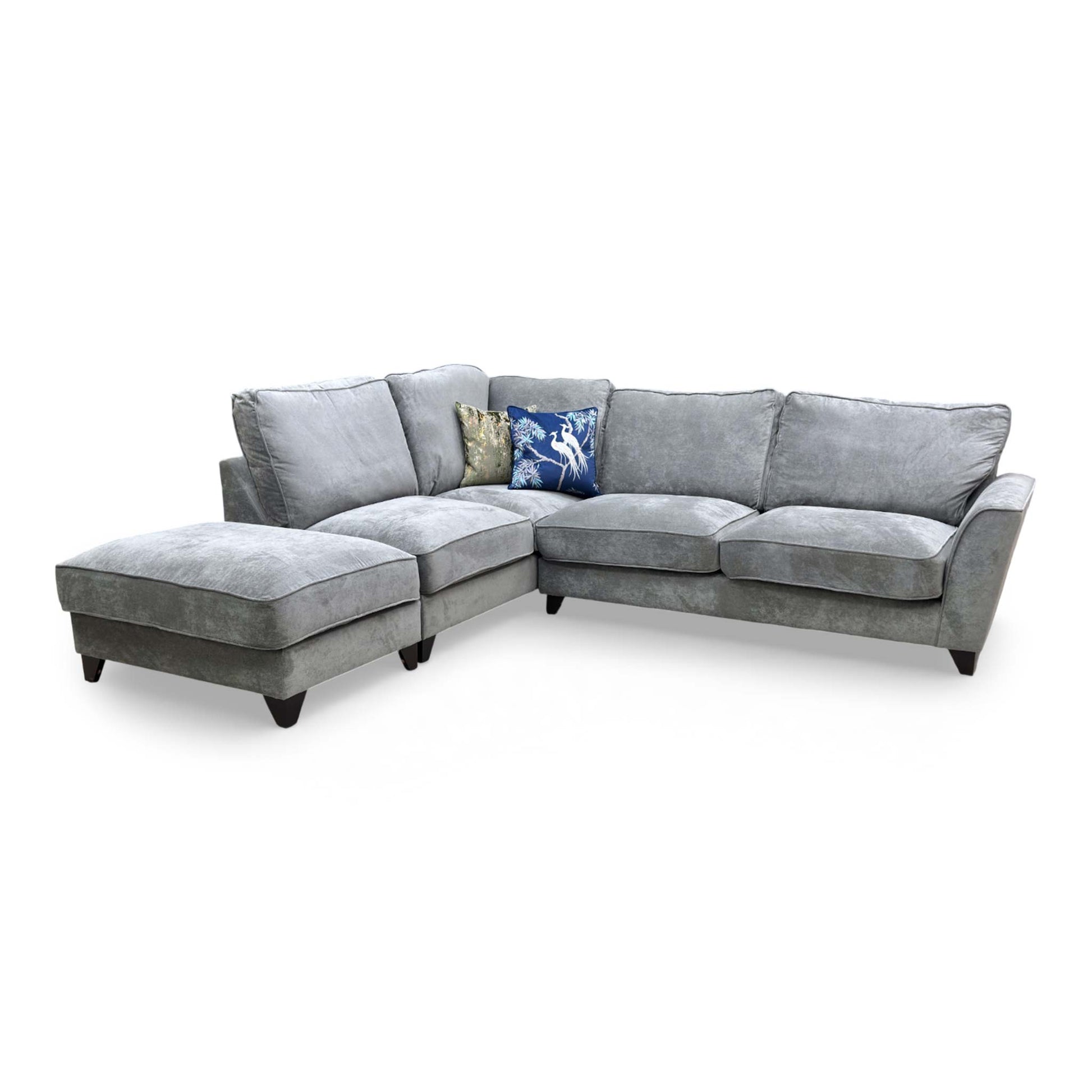 Front view of the Furniture Village ‘Legend’ Left Hand Facing Corner Sofa in Kingston Grey fabric with a classic back.