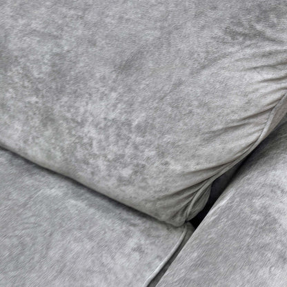 Close-up of the Kingston Grey fabric, illustrating the durable yet soft weave and neutral tone suitable for various interiors.
