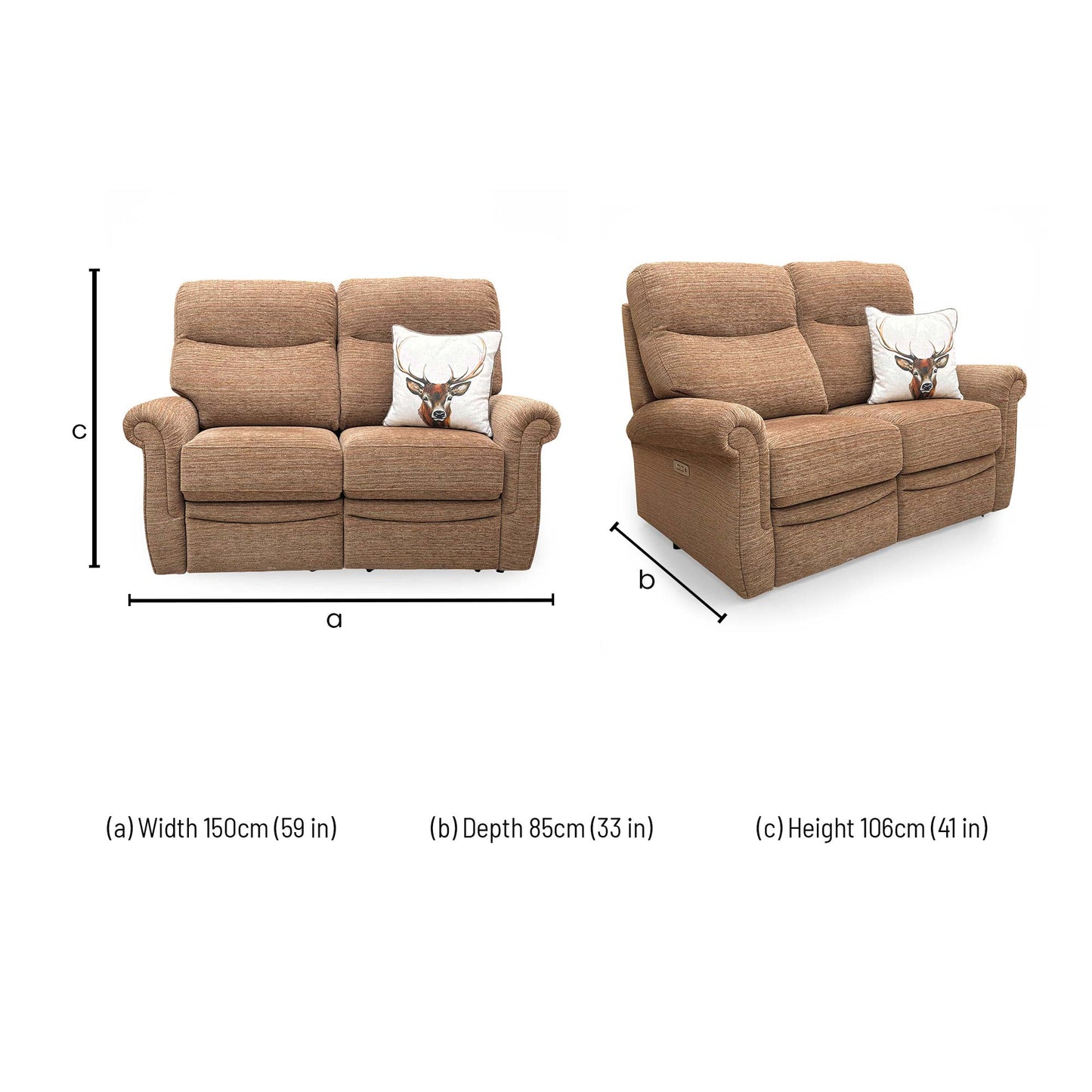 G Plan ‘Avon’ B908 Victoria Ginger Woven Fabric 2 Seater Power Recliner Sofa