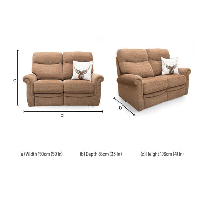 G Plan ‘Avon’ B908 Victoria Ginger Woven Fabric 2 Seater Power Recliner Sofa