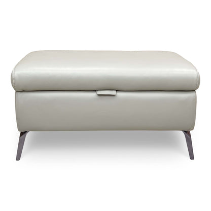 ‘Jude’ Montana New Grey Cat-60:28 Leather Storage Footstool