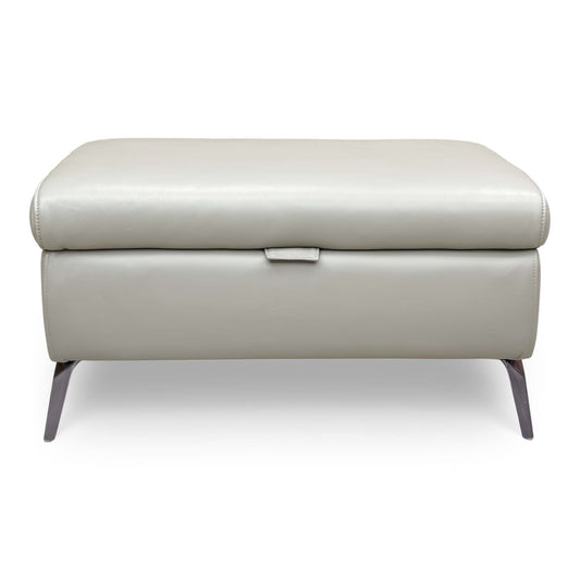 ‘Jude’ Montana New Grey Cat-60:28 Leather Storage Footstool