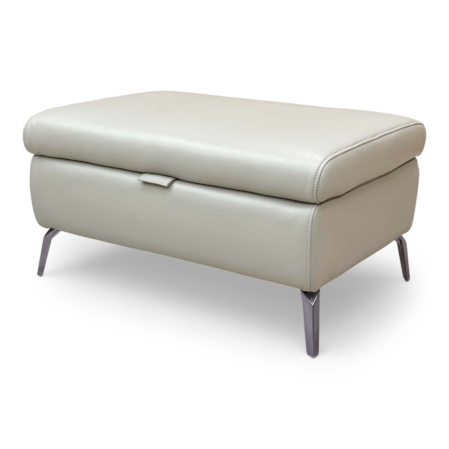 ‘Jude’ Montana New Grey Cat-60:28 Leather Storage Footstool