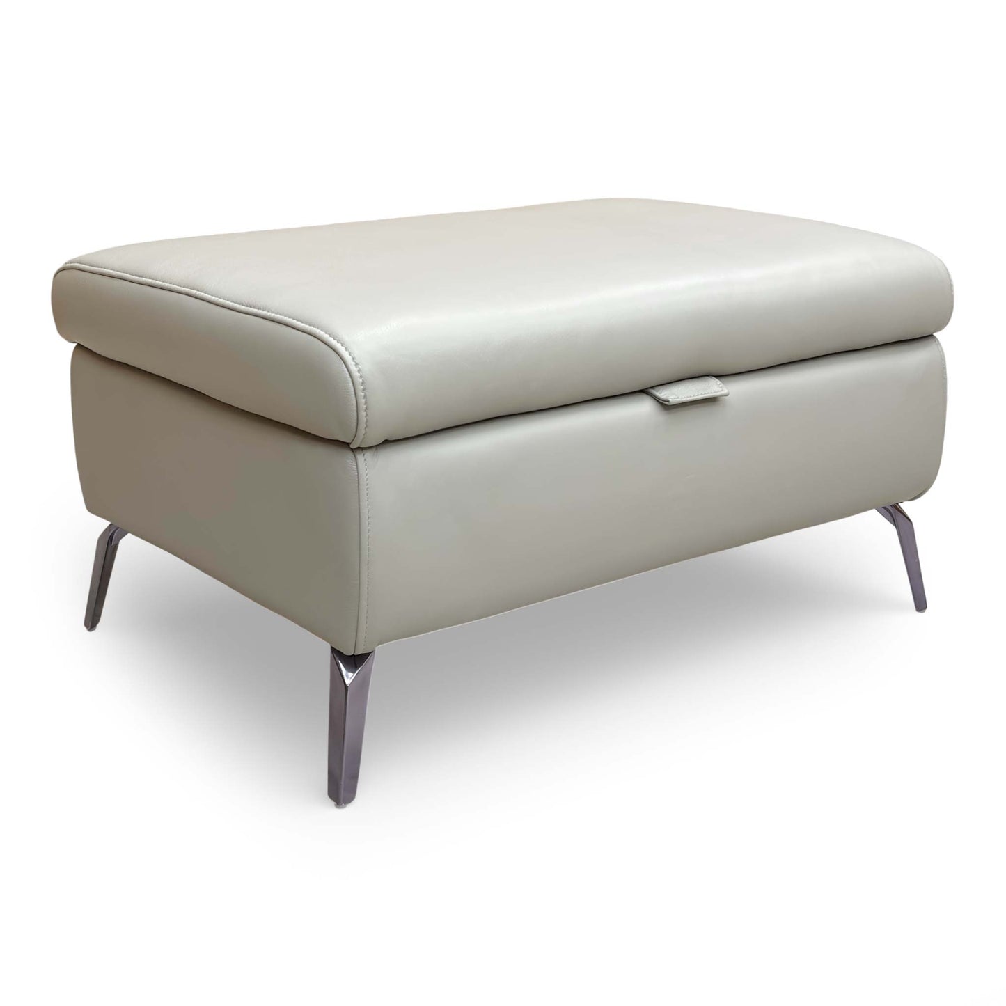 ‘Jude’ Montana New Grey Cat-60:28 Leather Storage Footstool