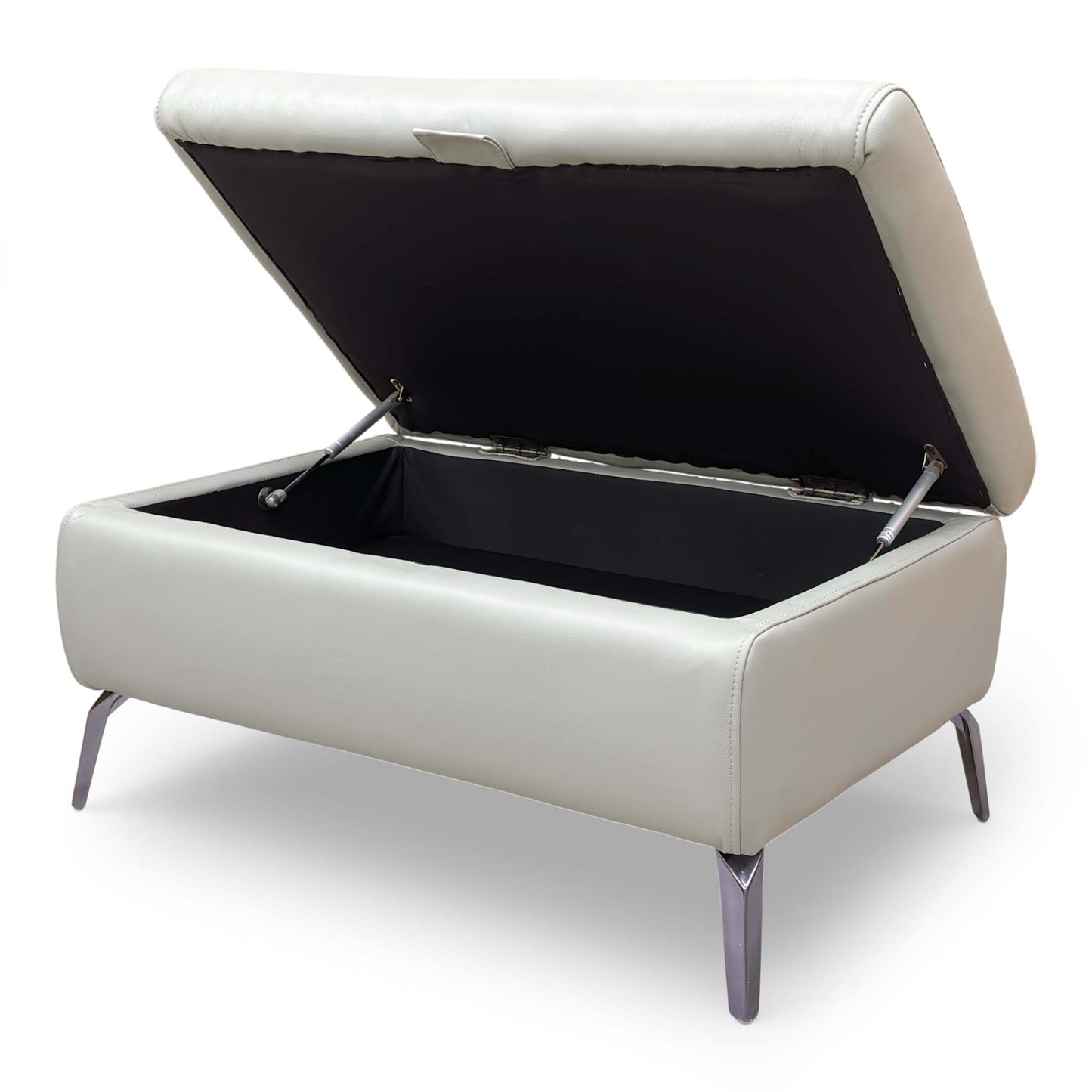 ‘Jude’ Montana New Grey Cat-60:28 Leather Storage Footstool