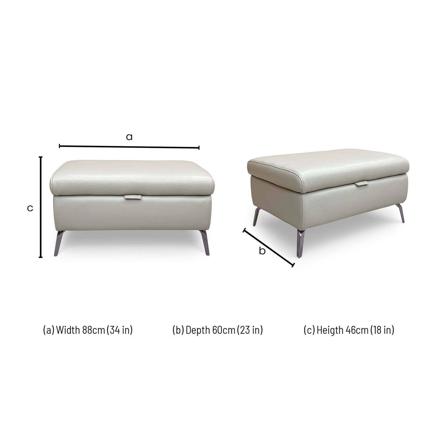 ‘Jude’ Montana New Grey Cat-60:28 Leather Storage Footstool