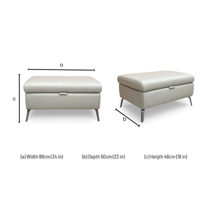 ‘Jude’ Montana New Grey Cat-60:28 Leather Storage Footstool