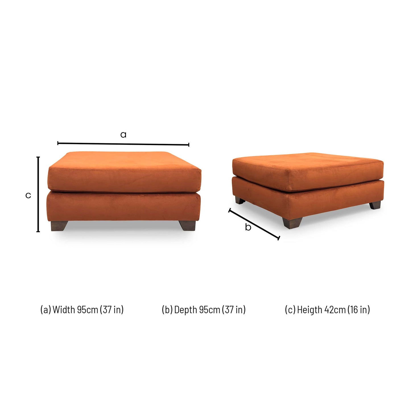 The Lounge Co. ‘Isobel’ Burnt Orange Velvet Rectangular Footstool