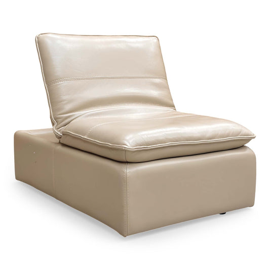 World of Leather ‘Starlight Express’ Dark Cream Leather Chair Storage Footstool