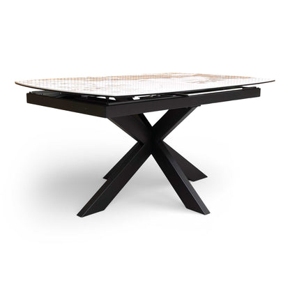 ‘Raul’ Calcatta Marble 160cm Pop Up Extending Dining Table