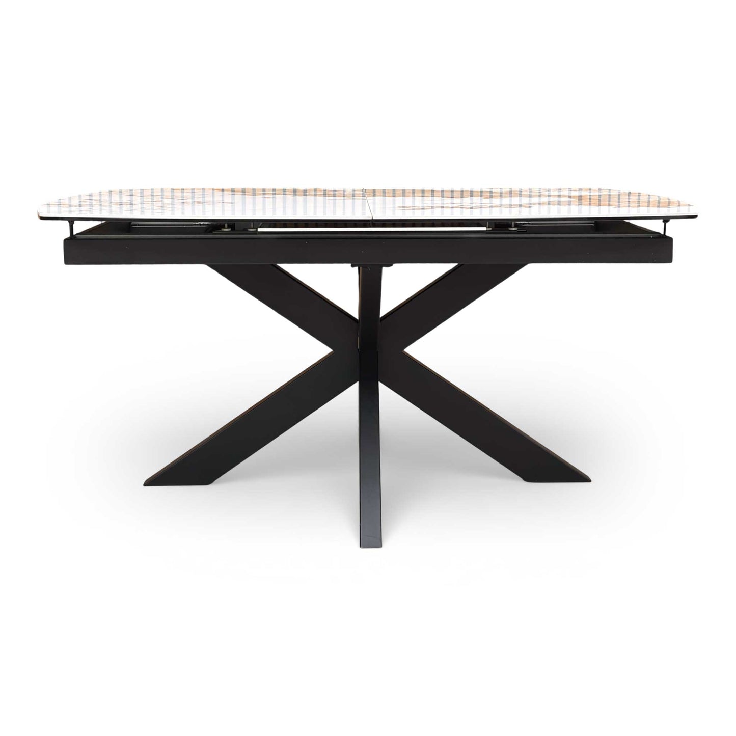 ‘Raul’ Calcatta Marble 160cm Pop Up Extending Dining Table