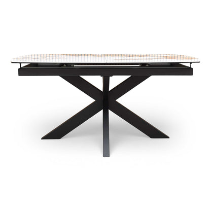 ‘Raul’ Calcatta Marble 160cm Pop Up Extending Dining Table