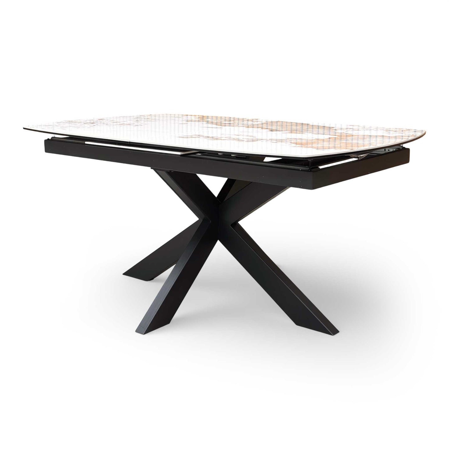 ‘Raul’ Calcatta Marble 160cm Pop Up Extending Dining Table