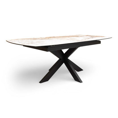 ‘Raul’ Calcatta Marble 160cm Pop Up Extending Dining Table