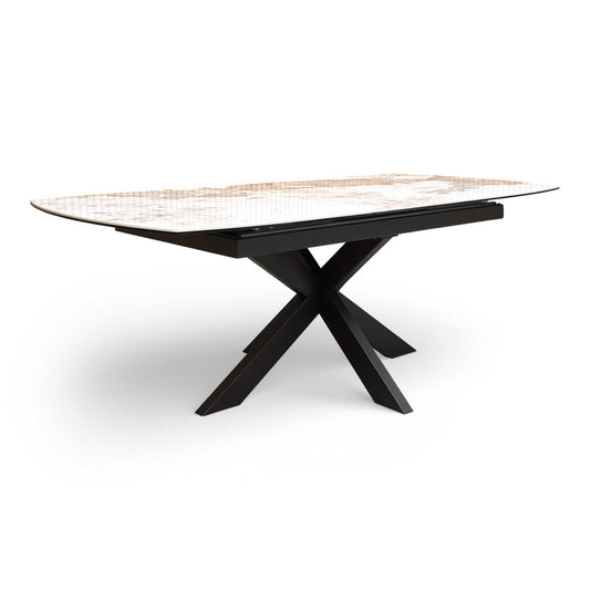 ‘Raul’ Calcatta Marble 160cm Pop Up Extending Dining Table