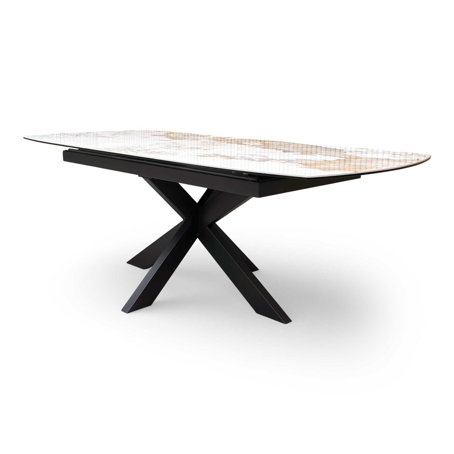 ‘Raul’ Calcatta Marble 160cm Pop Up Extending Dining Table